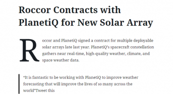 Roccor Contracts with PlanetIQ for New Solar Array