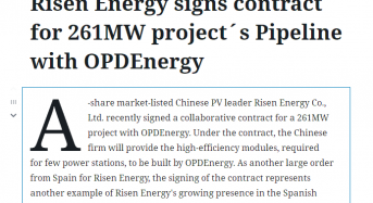 Risen Energy Signs Contract for 261MW Project´s Pipeline with OPDEnergy