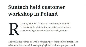 Suntech Held Customer Workshop in Poland