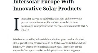 Phono Solar Participate in Intersolar Europe With Innovative Solar Products