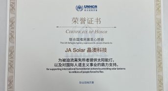 JA Solar Collaborates With UNHCR to Help Forcibly Displaced Persons