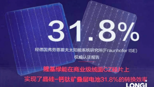 31.8%! A Conversion Efficiency Record Achieved by LONGi with Perovskite Tandem Cell