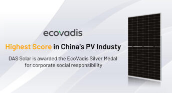 DAS Solar is Awarded the EcoVadis Silver Medal for Corporate Social Responsibility
