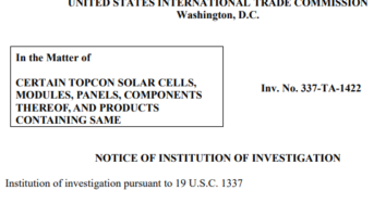 US ITC Opens 337 Investigation Into TOPCon Solar Products