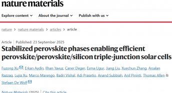 28.7%! KAUST Team Achieves High Efficiency in Perovskite/Triple-Junction Solar Cells